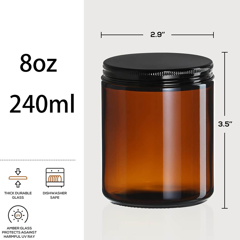 8oz Amber Glass Jars with Blac - Mason Jar 8Oz review and price
